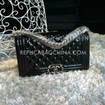 Cheap Chanel Patent Leather  Black Shoulder Bag Le Boy