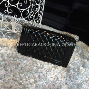 Cheap Chanel Patent Leather  Black Shoulder Bag Le Boy