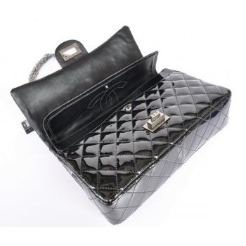 Chanel 2.55 Reissue Flap 30227 Black Enamel Cross Body Bag HM09879