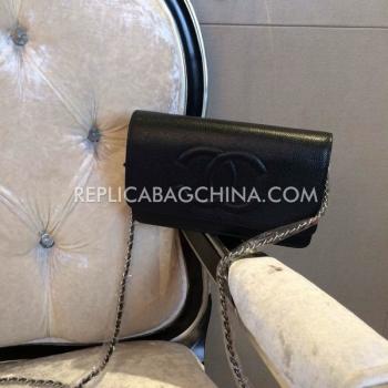 Chanel Calfskin Shoulder Bag Black  Flap Replica