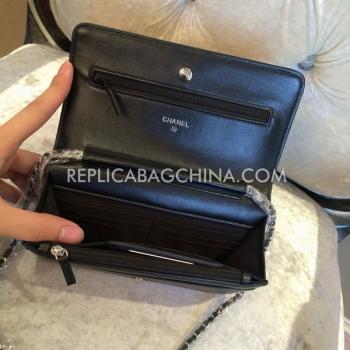 Chanel Calfskin Shoulder Bag Black  Flap Replica