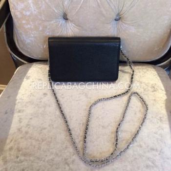 Chanel Calfskin Shoulder Bag Black  Flap Replica