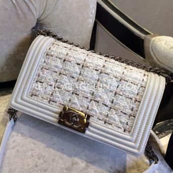 Chanel Le Boy Nylon White Handbag Replica