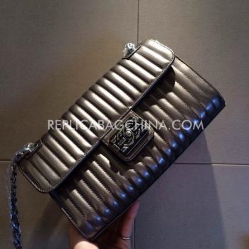 Replica Chanel  Flap Shoulder Bag Silver Leather