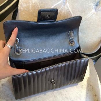 Replica Chanel  Flap Shoulder Bag Silver Leather