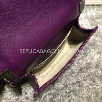 Chanel Handbag Le Boy Purple Lambskin