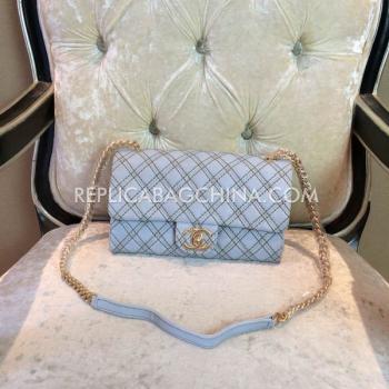 Chanel Shoulder Bag Genuine Leather Embroidery White Handbag