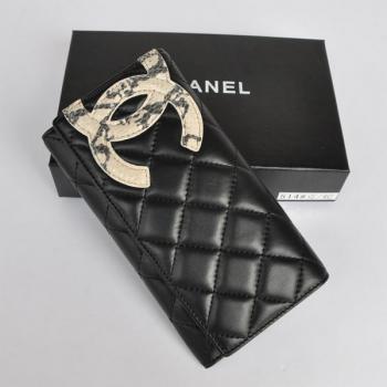 Replica Chanel Wallet 514 Black Snake Leather Wallet