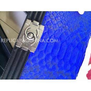 Cheap Chanel Blue Snakeskin Handbag Le Boy