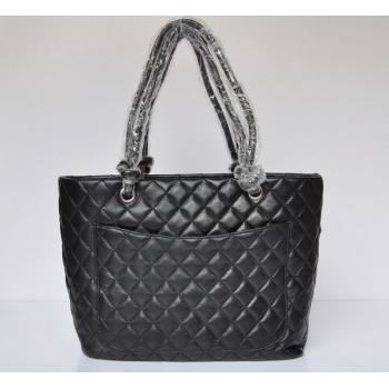 Cheap Chanel Cambon bags 9005 Black Lambskin Large Replica