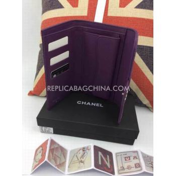 Chanel Wallet Purple Purse Leather