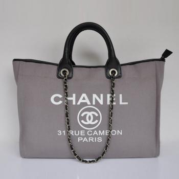 Chanel 2024 New Chanel 66942 Grey Canvas Ladies Bags