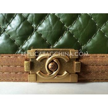 Replica Chanel Calfskin Le Boy Cross Body Bag Chain Green HM11132