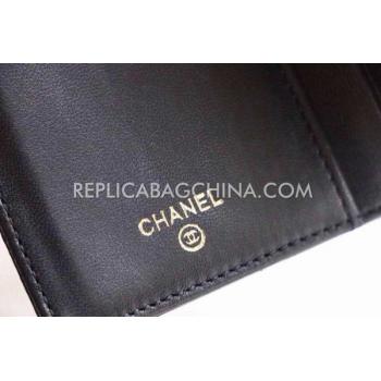 Chanel Check Pattern Black Calfskin Purse Wallet Replica