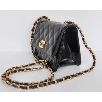 Replica Chanel  Flap bags 1118 Black Enamel Cross Body Bag