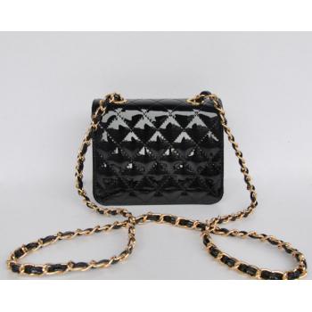 Replica Chanel  Flap bags 1118 Black Enamel Cross Body Bag