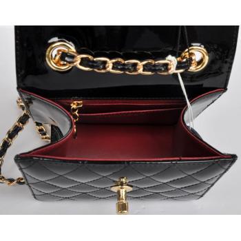 Replica Chanel  Flap bags 1118 Black Enamel Cross Body Bag