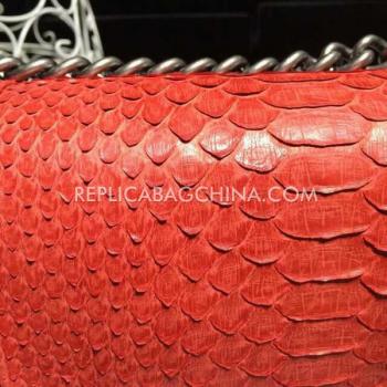 Chanel Red Snakeskin Le Boy Cross Body Bag