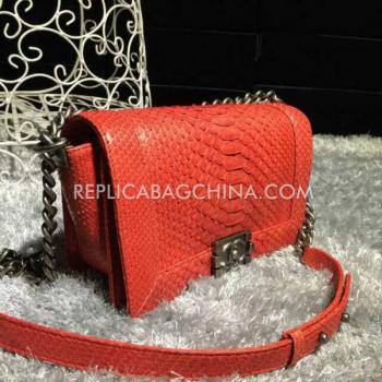 Chanel Red Snakeskin Le Boy Cross Body Bag