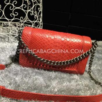 Chanel Red Snakeskin Le Boy Cross Body Bag