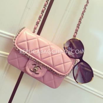 Chanel Lambskin  Flap Pink Cross Body Bag