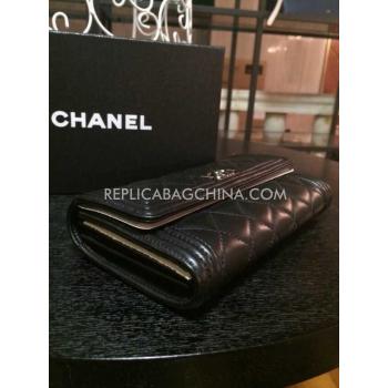 Chanel Lambskin Purse Wallet Black