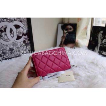 Cheap Chanel Calfskin Wallet Lattice Red Purse