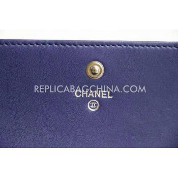 Chanel Purse Strip Blue Calfskin Wallet Replica