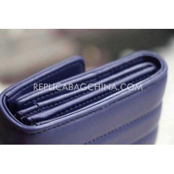 Chanel Purse Strip Blue Calfskin Wallet Replica