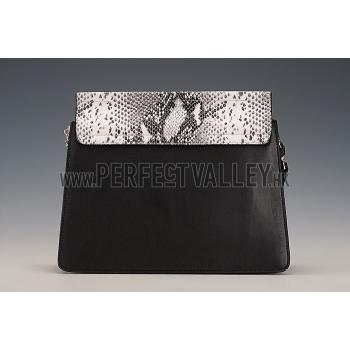 Chloe Faye Python Flap Black Shoulder Bag