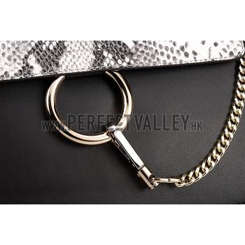 Chloe Faye Python Flap Black Shoulder Bag