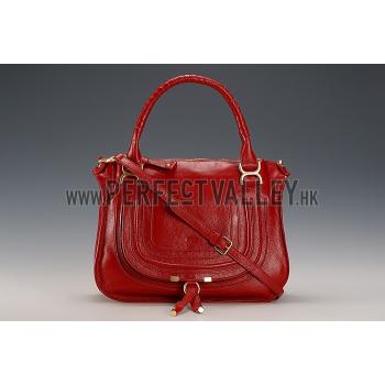 Chloe Marcie Satchel Crossbody Bag Dark Red Replica