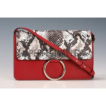 Chloe Faye Small Bag Dark Red and Python Pattern Replica