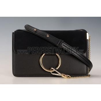 Cheap Chloe Faye Small Bag Black Suede Leather Flap