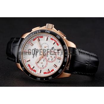 Replica Chopard Mille Miglia GTS White Dial Gold Case Black Leather Bracelet 1454000