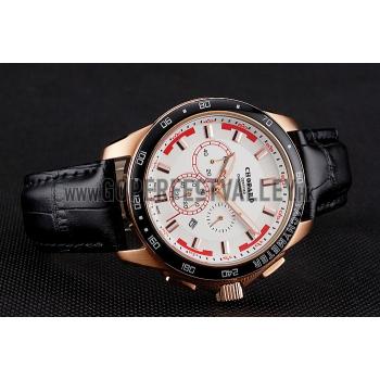 Replica Chopard Mille Miglia GTS White Dial Gold Case Black Leather Bracelet 1454000