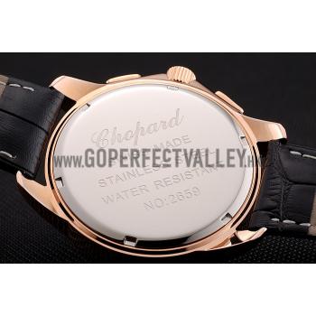 Replica Chopard Mille Miglia GTS White Dial Gold Case Black Leather Bracelet 1454000