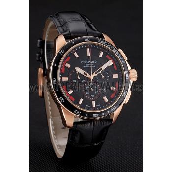 Chopard Mille Miglia GTS Black Dial Gold Case Black Leather Bracelet 1454001