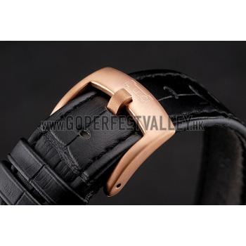 Replica Chopard L.U.C 8HF Power Control Black Dial Black Leather Bracelet 1454002