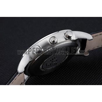 Emporio Armani  Chronograph Silver Dial Black Leather Bracelet  622339