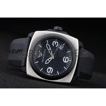 Emporio Armani  Black Rubber Strap Polished Stainless Steel Bezel Replica