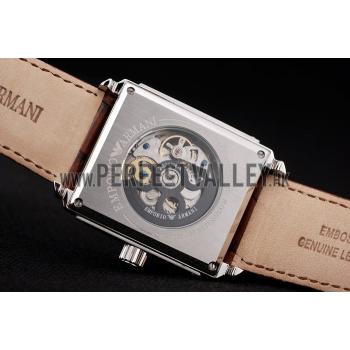 Emporio Armani Meccanico Brown Leather Strap Open Dial 98255