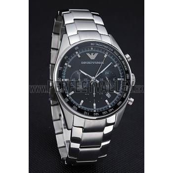 Replica Emporio Armani Sportivo Chronograph Black Dial Stainless Steel Bracelet  622349