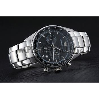 Replica Emporio Armani Sportivo Chronograph Black Dial Stainless Steel Bracelet  622349