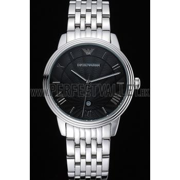 Cheap Emporio Armani  Black Dial Stainless Steel Bracelet  622334