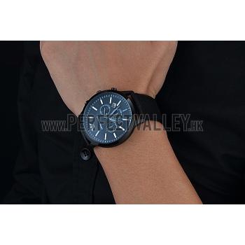 Emporio Armani  Chronograph Black Dial Black Leather Bracelet  622340 Replica