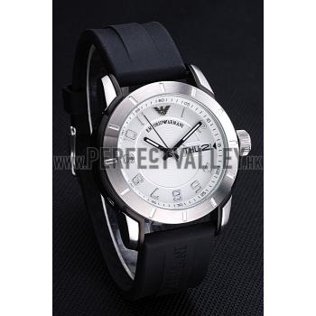 Emporio Armani  Black Rubber Strap White Dial