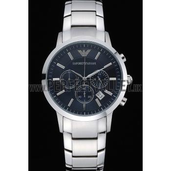 Emporio Armani  Chronograph Dark Blue Dial Stainless Steel Bracelet  622338