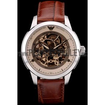 Emporio Armani Meccanico Brown Leather Strap Open Dial 98249 Replica