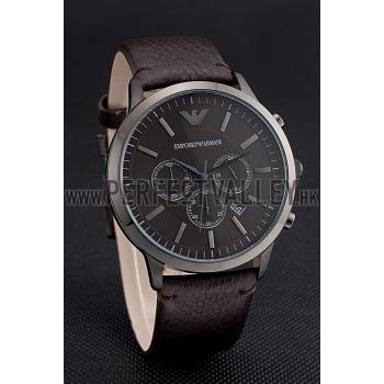 Emporio Armani  Chronograph Brown Dial Silver Case Brown Leather Bracelet  622341